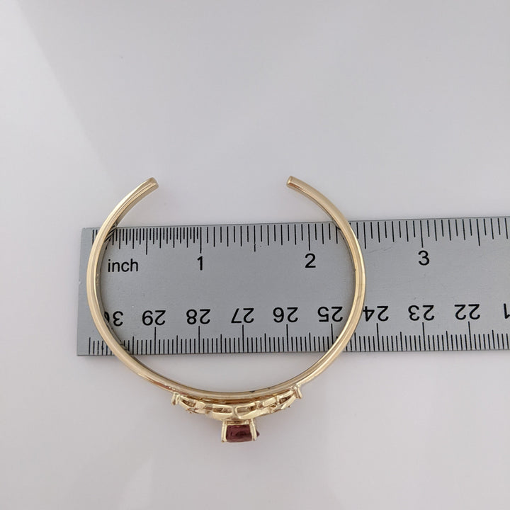 14K PINK TOURMALINE OVAL 6X8 WTH (2) MELEE ESTATE CUFF BRACELET 19.2 GRAMS