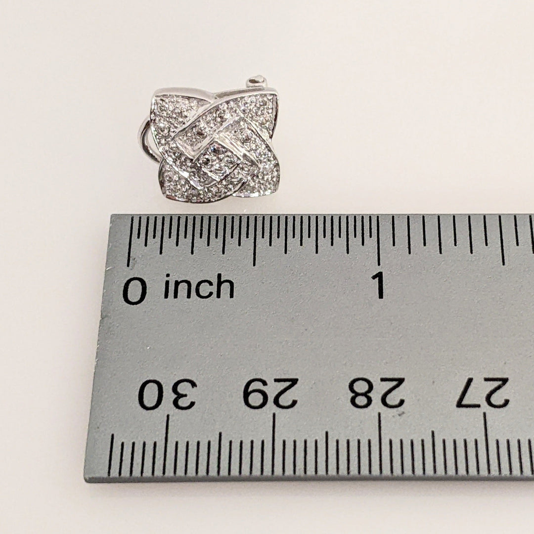 14K WHITE .48 CARAT TOTAL WEIGHT I1 I DIAMOND ROUND (48) CLUSTER FLORAL ESTATE EARRINGS 4.9 GRAMS