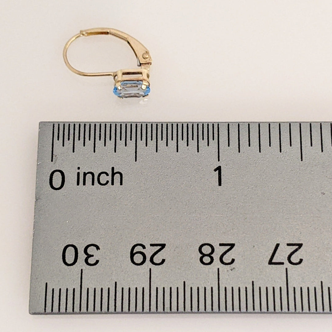 14K BLUE TOPAZ OVAL 4X6 LEVERBACK ESTATE EARRINGS 0.8 GRAMS