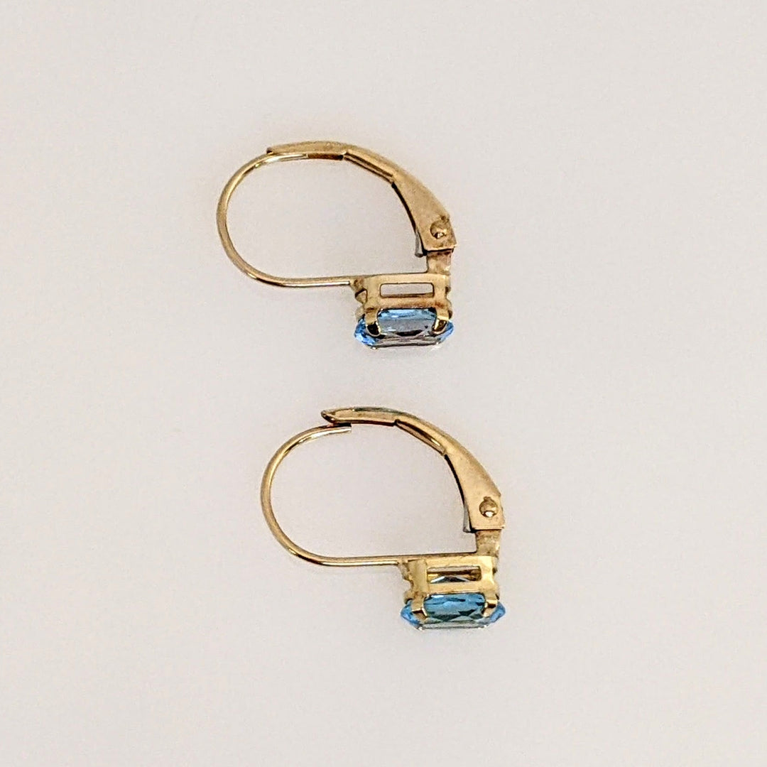 14K BLUE TOPAZ OVAL 4X6 LEVERBACK ESTATE EARRINGS 0.8 GRAMS