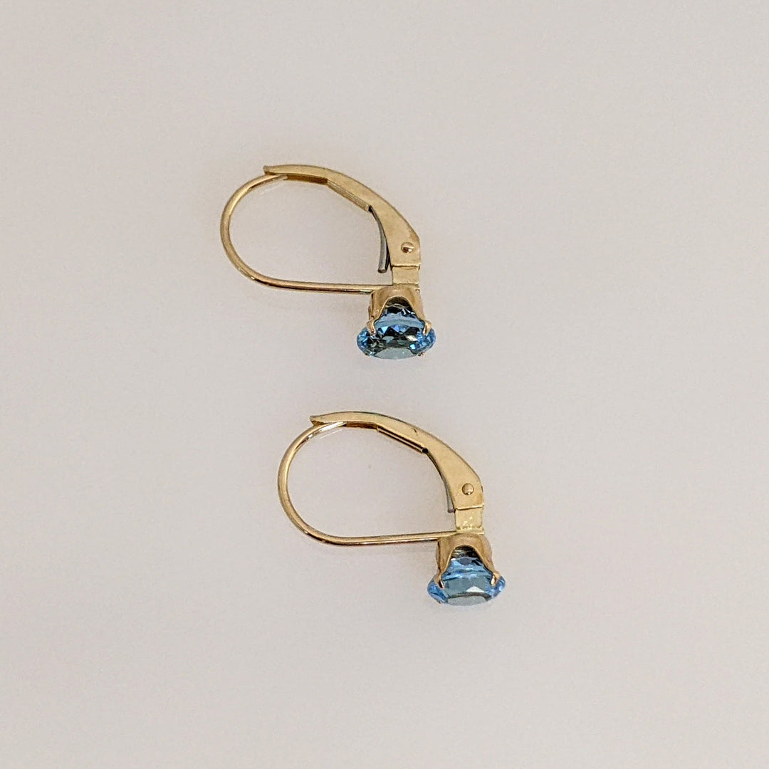 10K BLUE TOPAZ ROUND 5MM ESTATE LEVERBACK EARRINGS 0.8 GRAMS