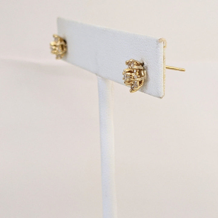 14K .50 CARAT TOTAL WEIGHT SI1 H DIAMOND ROUND (18) ESTATE CLUSTER EARRINGS 1.1 GRAMS