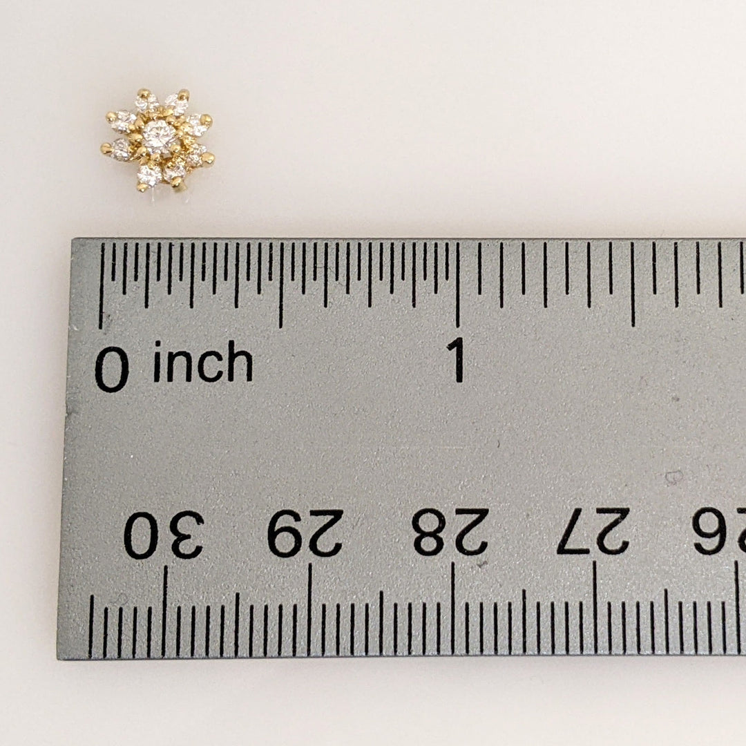 14K .50 CARAT TOTAL WEIGHT SI1 H DIAMOND ROUND (18) ESTATE CLUSTER EARRINGS 1.1 GRAMS