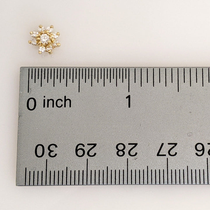 14K .50 CARAT TOTAL WEIGHT SI1 H DIAMOND ROUND (18) ESTATE CLUSTER EARRINGS 1.1 GRAMS