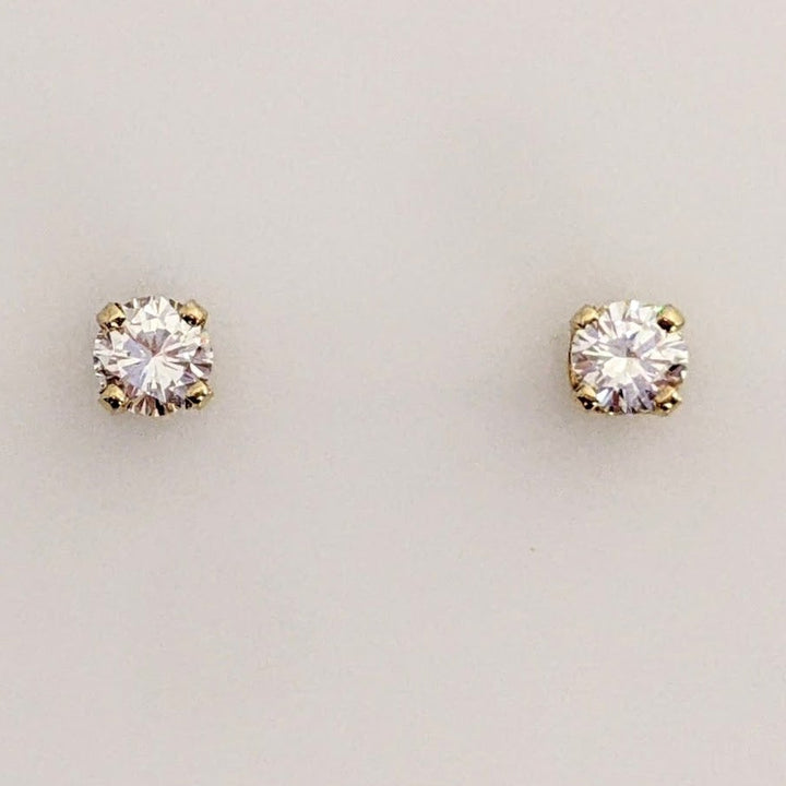 14K .26 CARAT TOTAL WEIGHT SI2 I DIAMOND ROUND (2) ESTATE STUD EARRINGS 0.4 GRAMS