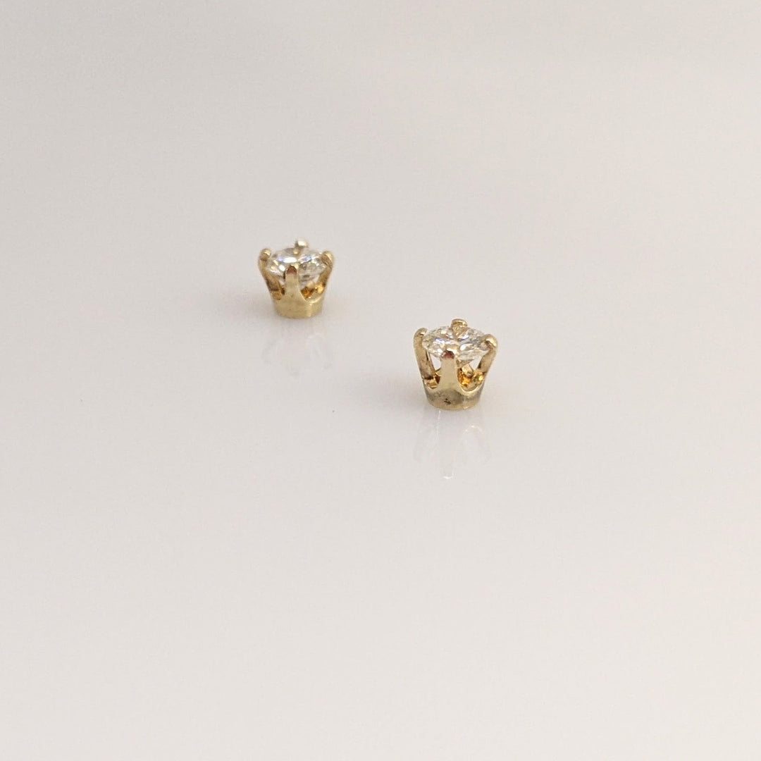 14K .26 CARAT TOTAL WEIGHT SI2 I DIAMOND ROUND (2) ESTATE STUD EARRINGS 0.4 GRAMS