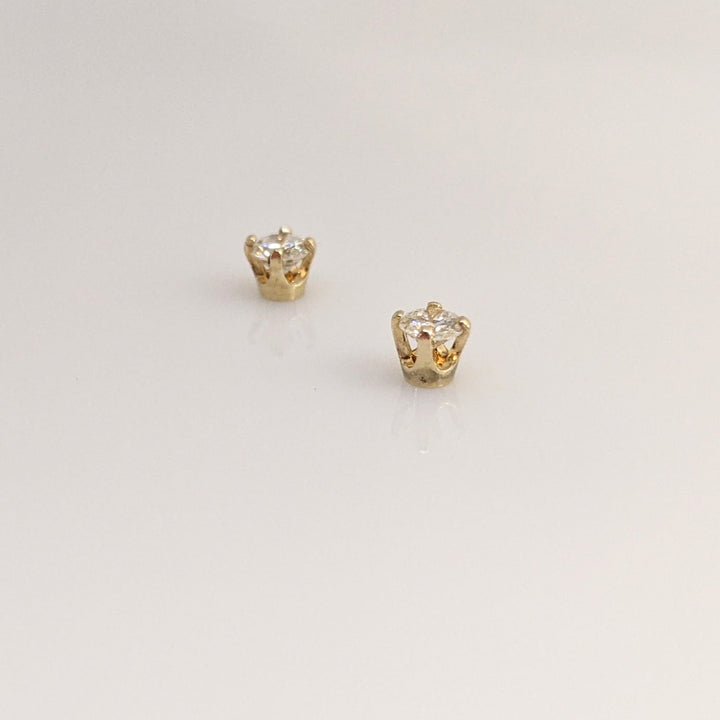 14K .26 CARAT TOTAL WEIGHT SI2 I DIAMOND ROUND (2) ESTATE STUD EARRINGS 0.4 GRAMS