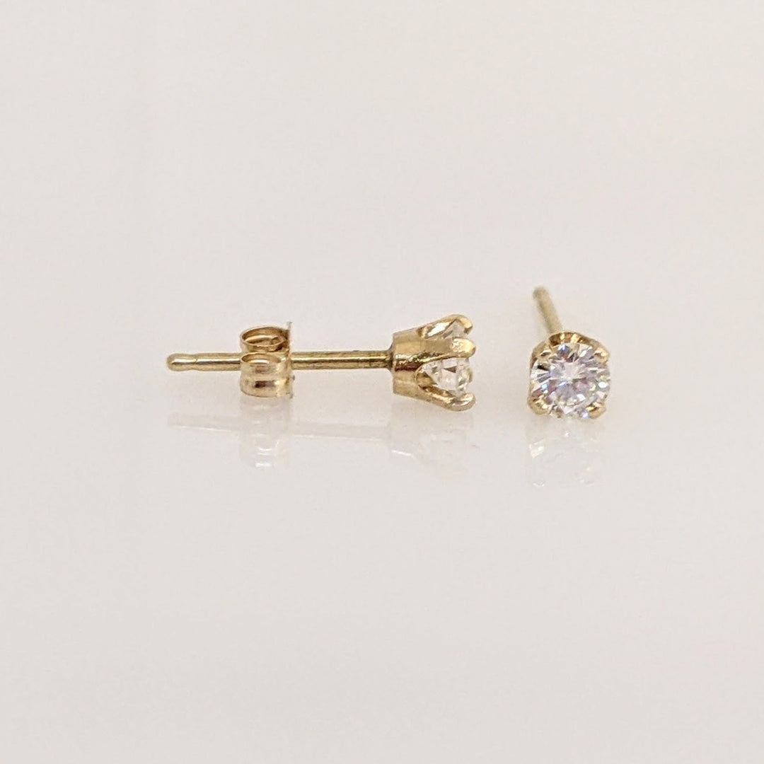 14K .26 CARAT TOTAL WEIGHT SI2 I DIAMOND ROUND (2) ESTATE STUD EARRINGS 0.4 GRAMS