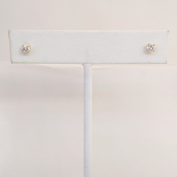 14K .26 CARAT TOTAL WEIGHT SI2 I DIAMOND ROUND (2) ESTATE STUD EARRINGS 0.4 GRAMS