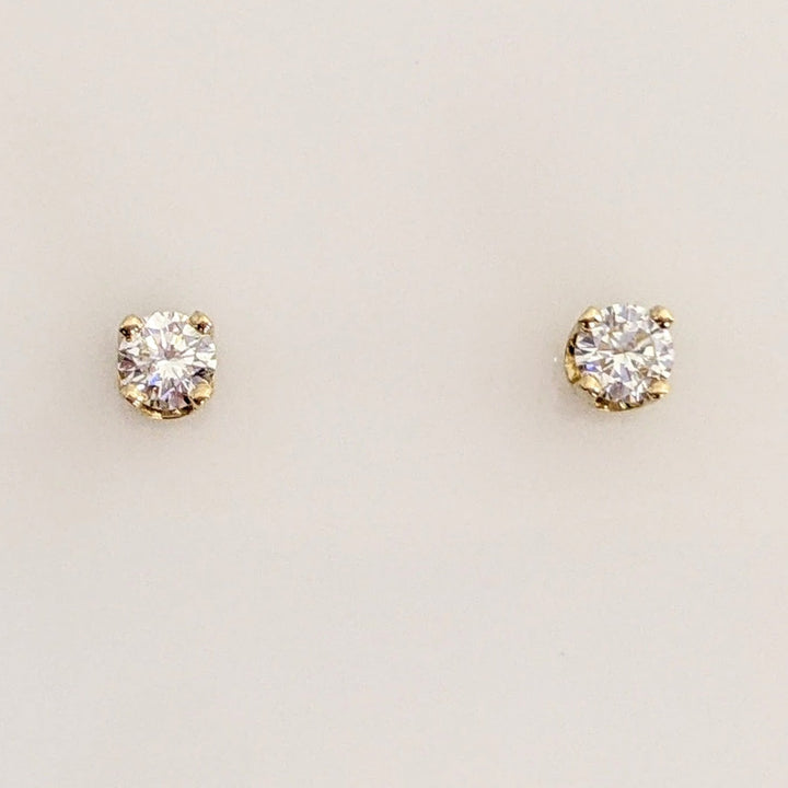 14K .16 CARAT TOTAL WEIGHT SI1 I DIAMOND ROUND (2) ESTATE STUD EARRINGS 0.5 GRAMS