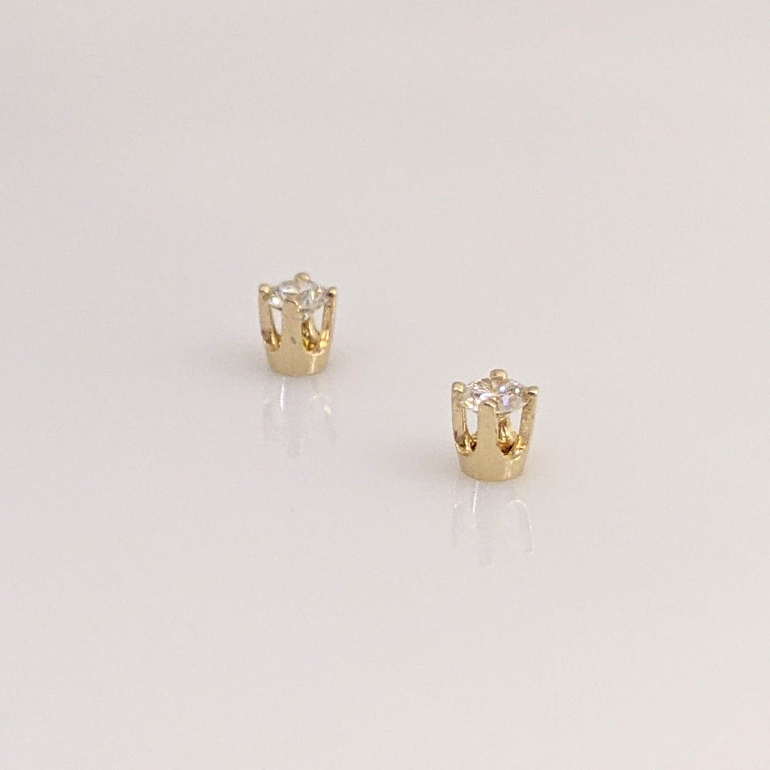 14K .16 CARAT TOTAL WEIGHT SI1 I DIAMOND ROUND (2) ESTATE STUD EARRINGS 0.5 GRAMS
