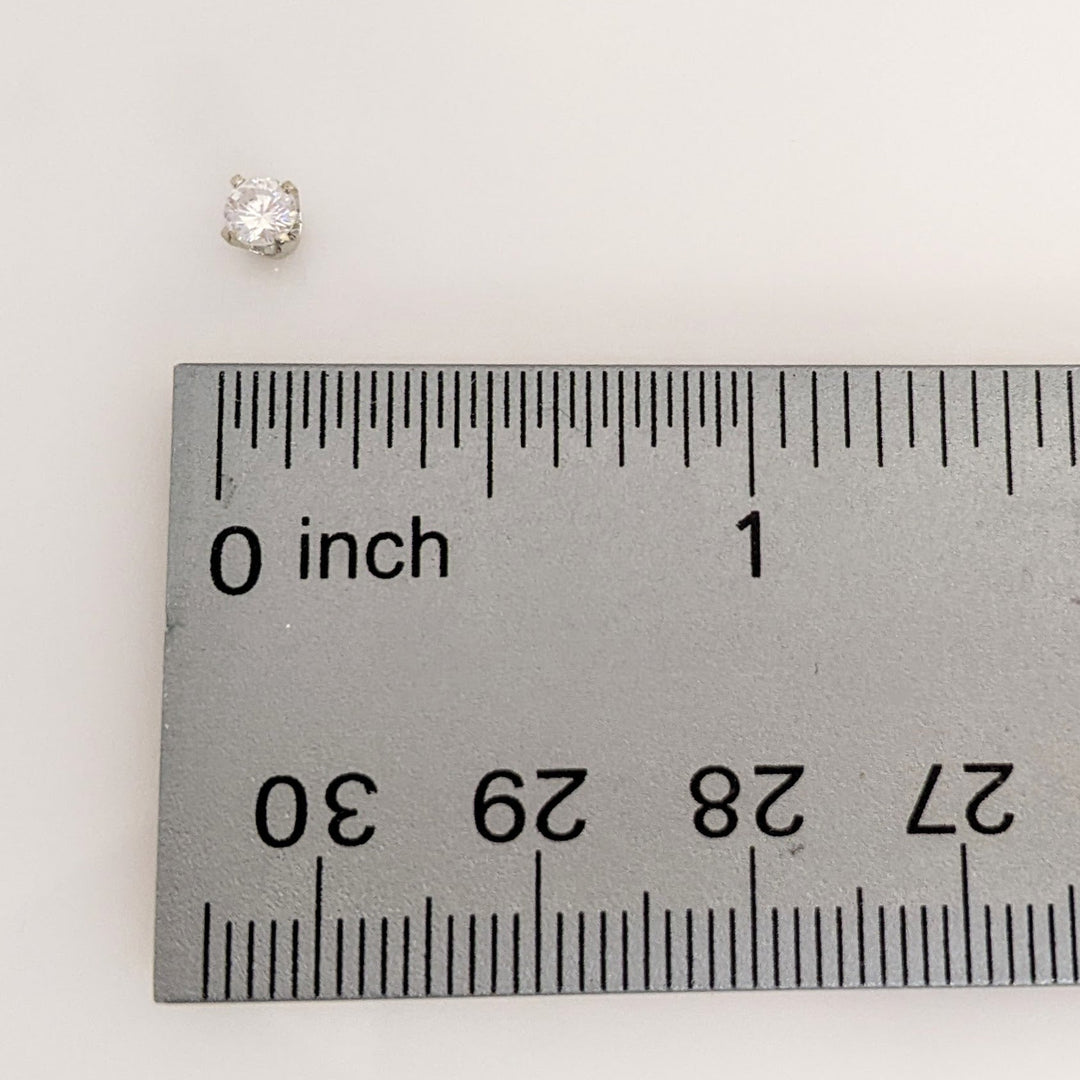 14K WHITE .30 CARAT TOTAL WEIGHT SI1-SI2 H DIAMOND ROUND (2) ESTATE STUD EARRINGS 0.7 GRAMS