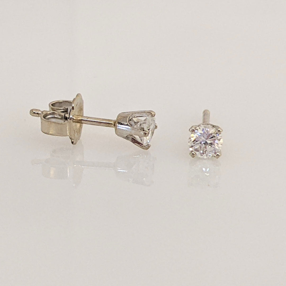 14K WHITE .30 CARAT TOTAL WEIGHT SI1-SI2 H DIAMOND ROUND (2) ESTATE STUD EARRINGS 0.7 GRAMS