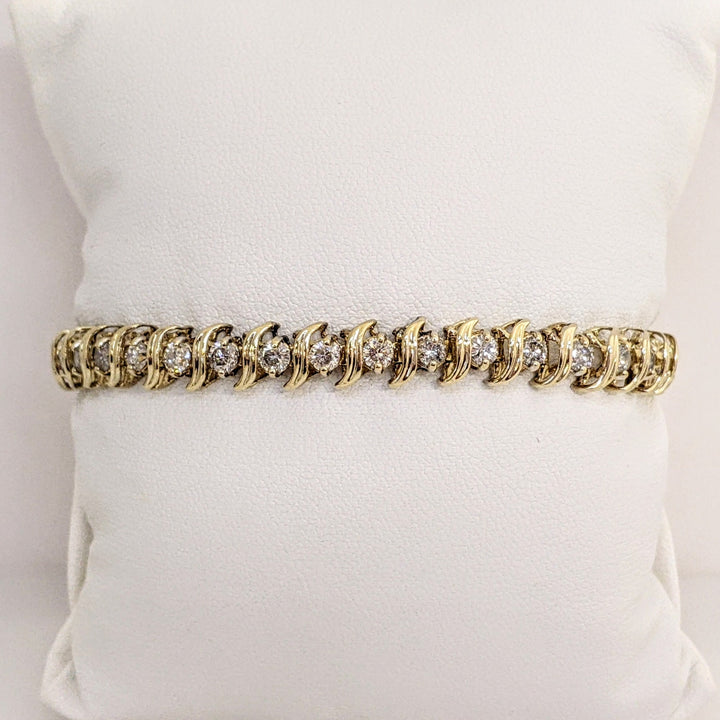 14K 4.00 CARAT TOTAL WEIGHT I2 H DIAMOND ROUND (35) ESTATE BRACELET 15.0 GRAMS