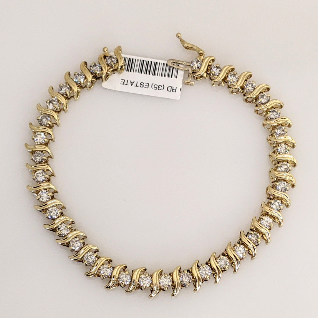 14K 4.00 CARAT TOTAL WEIGHT I2 H DIAMOND ROUND (35) ESTATE BRACELET 15.0 GRAMS