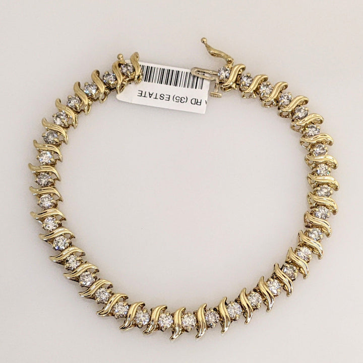 14K 4.00 CARAT TOTAL WEIGHT I2 H DIAMOND ROUND (35) ESTATE BRACELET 15.0 GRAMS
