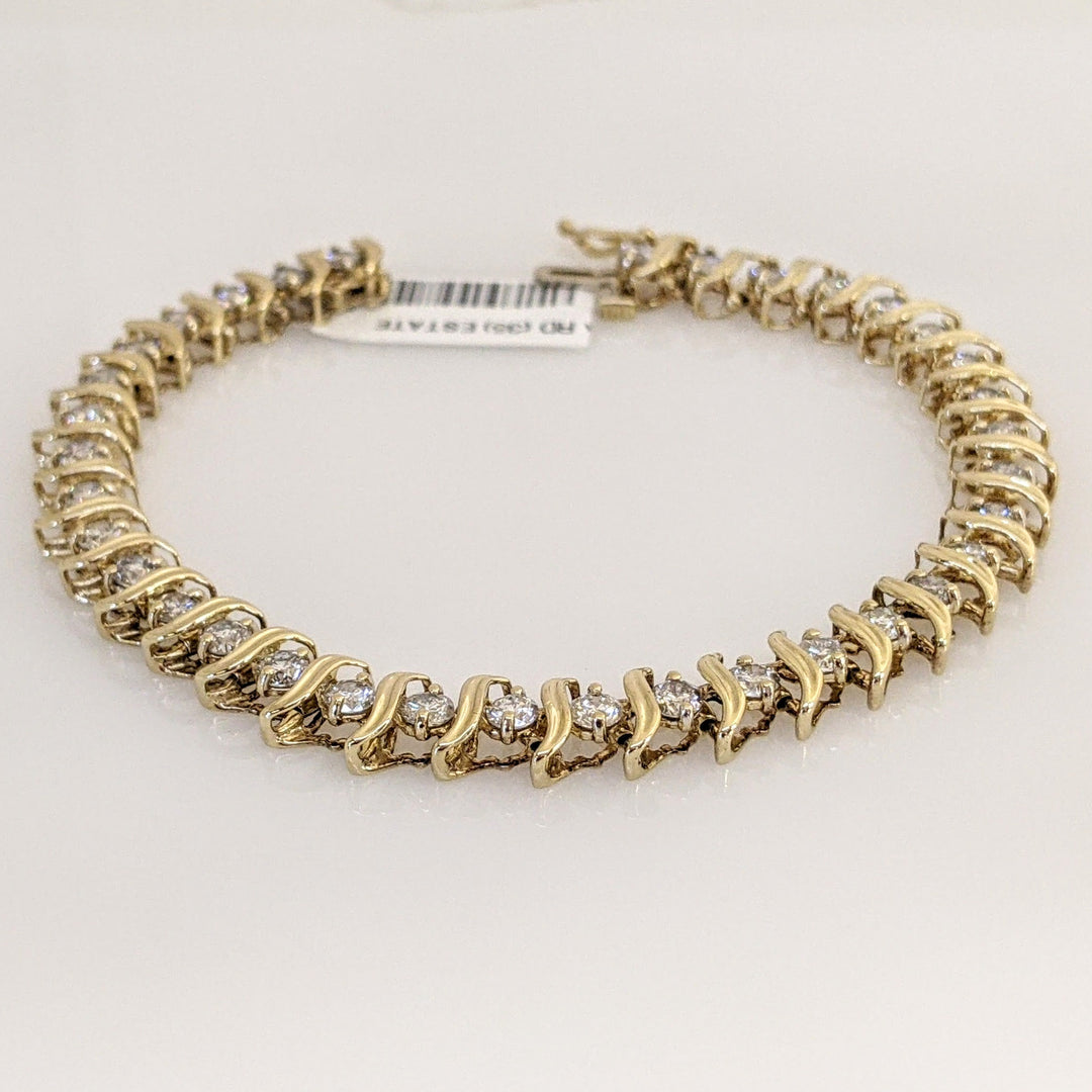 14K 4.00 CARAT TOTAL WEIGHT I2 H DIAMOND ROUND (35) ESTATE BRACELET 15.0 GRAMS