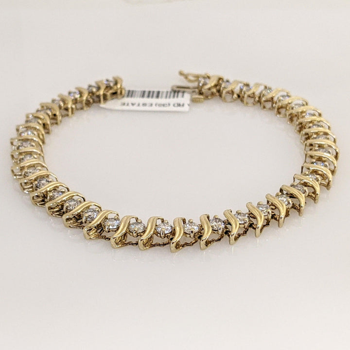 14K 4.00 CARAT TOTAL WEIGHT I2 H DIAMOND ROUND (35) ESTATE BRACELET 15.0 GRAMS