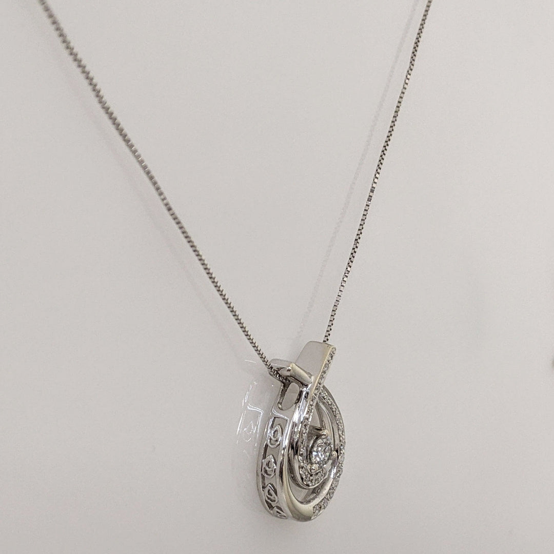 14KW .43 CARAT TOTAL WEIGHT DIAMOND ROUND (27) TWIST 2- ROW ESTATE PENDANT & CHAIN 4.0 GRAMS