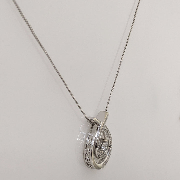 14KW .43 CARAT TOTAL WEIGHT DIAMOND ROUND (27) TWIST 2- ROW ESTATE PENDANT & CHAIN 4.0 GRAMS