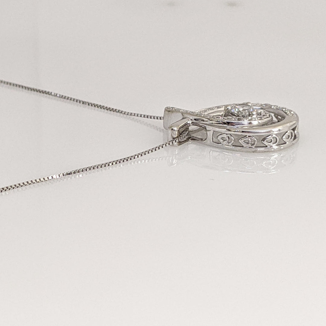 14KW .43 CARAT TOTAL WEIGHT DIAMOND ROUND (27) TWIST 2- ROW ESTATE PENDANT & CHAIN 4.0 GRAMS
