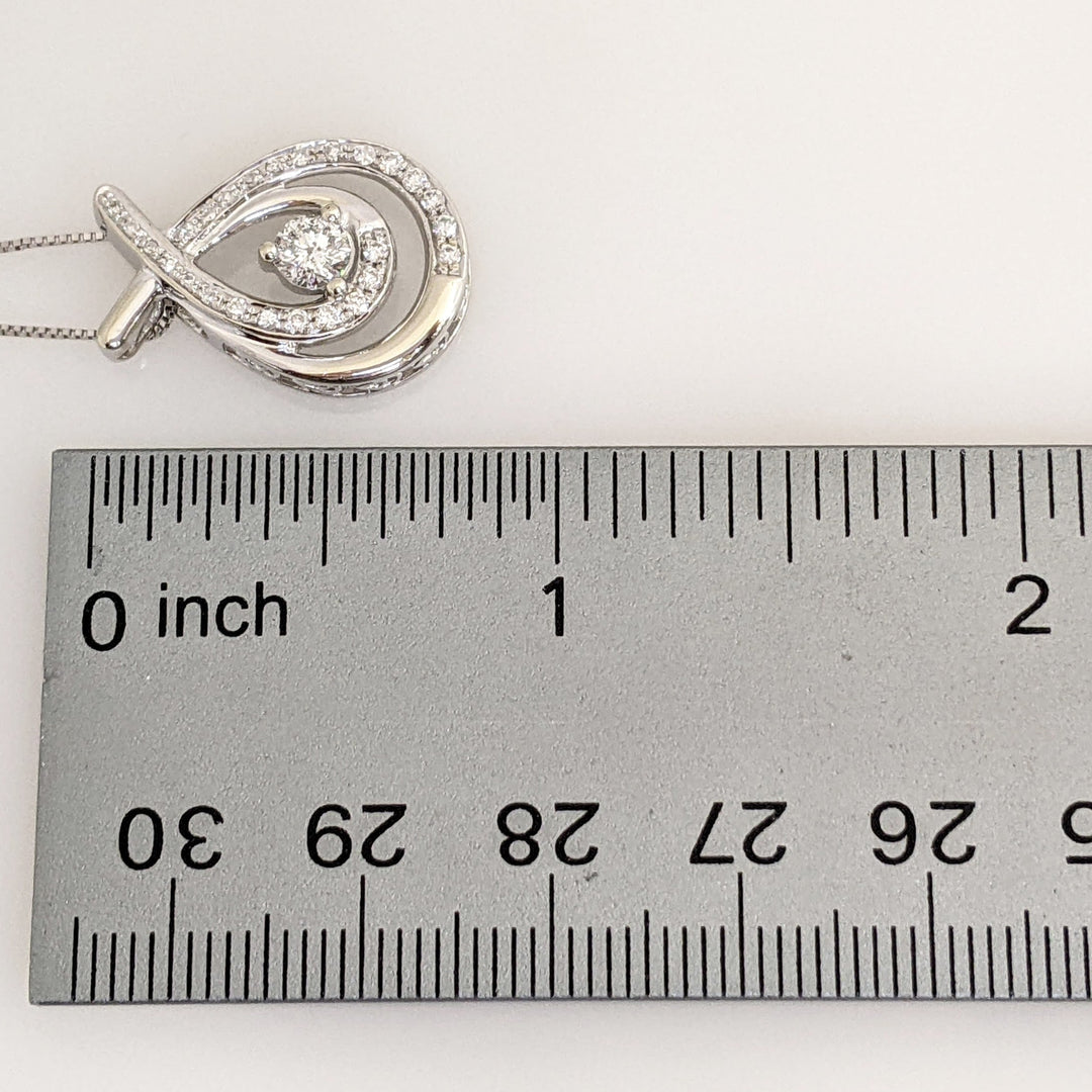 14KW .43 CARAT TOTAL WEIGHT DIAMOND ROUND (27) TWIST 2- ROW ESTATE PENDANT & CHAIN 4.0 GRAMS