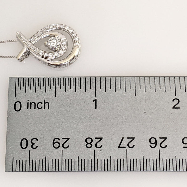 14KW .43 CARAT TOTAL WEIGHT DIAMOND ROUND (27) TWIST 2- ROW ESTATE PENDANT & CHAIN 4.0 GRAMS