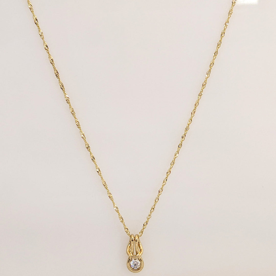 14K .16 CARAT TOTAL VS1 I DIAMOND ROUND LOVE KNOT ESTATE PENDANT & CHAIN 1.9 GRAMS