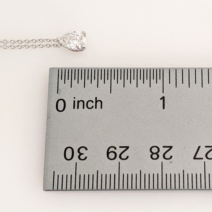 18K WHITE .60 CARAT TOTAL SI1 H DIAMOND PEAR ESTATE NECKLACE 1.8 GRAMS