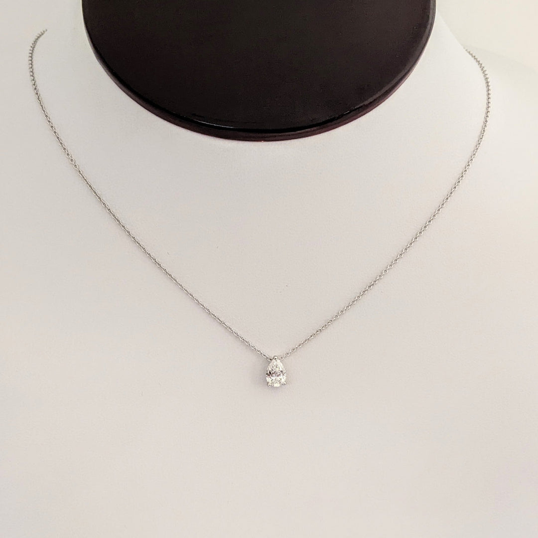 18K WHITE .60 CARAT TOTAL SI1 H DIAMOND PEAR ESTATE NECKLACE 1.8 GRAMS