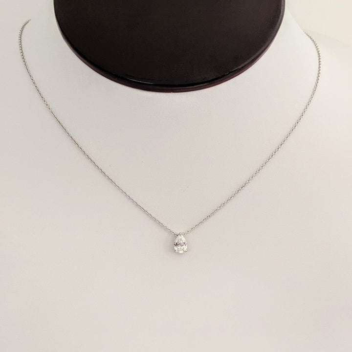 18K WHITE .60 CARAT TOTAL SI1 H DIAMOND PEAR ESTATE NECKLACE 1.8 GRAMS