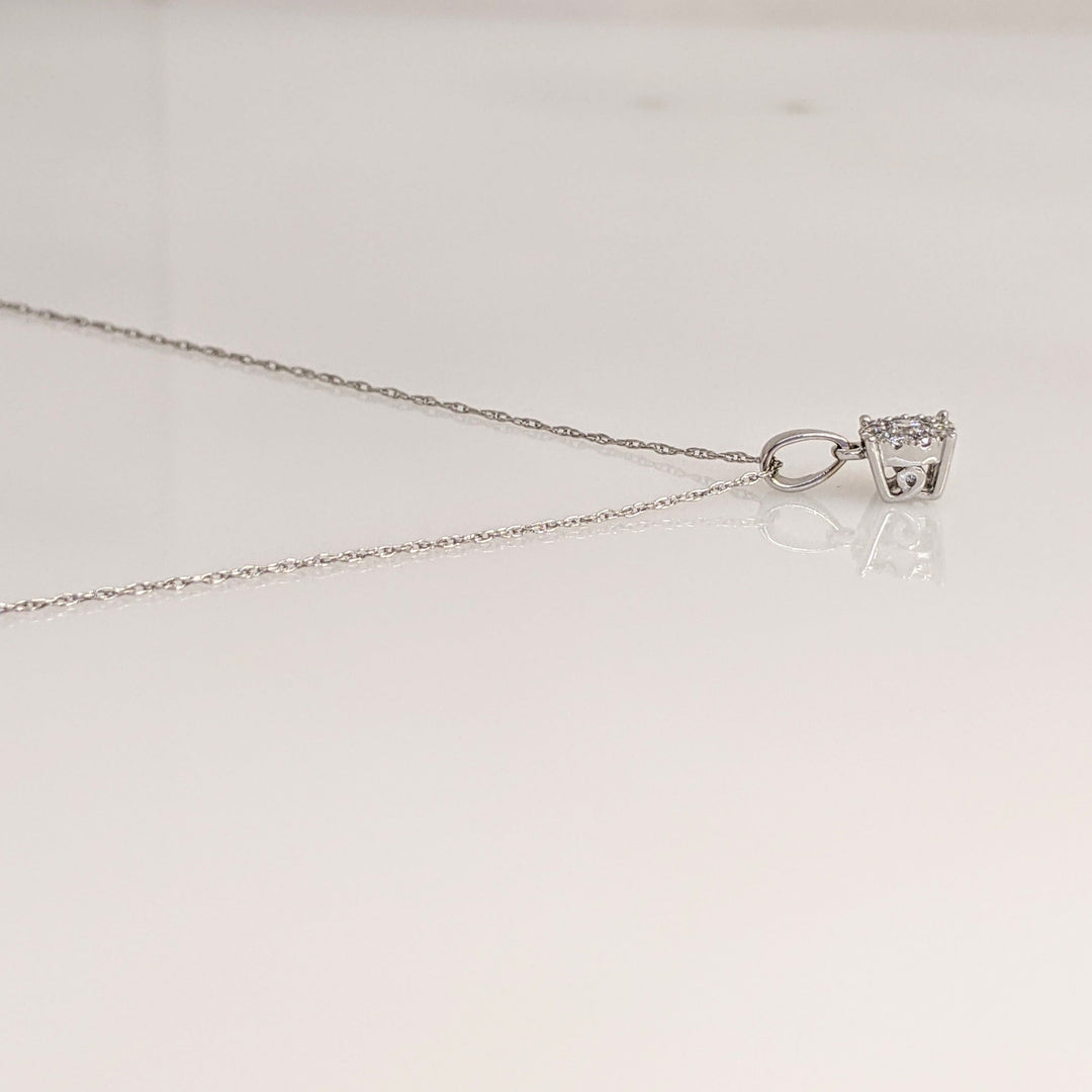 10K WHITE .12 CARAT TOTAL WEIGHT I1 I DIAMOND ROUND (11) ESTATE CLUSTER PENDANT & CHAIN 1.0 GRAMS