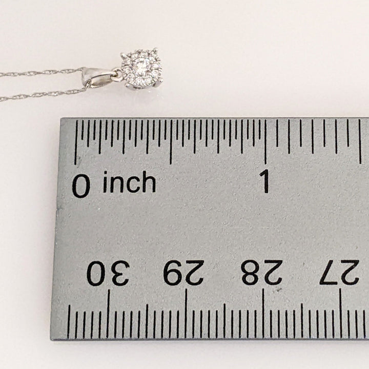 10K WHITE .12 CARAT TOTAL WEIGHT I1 I DIAMOND ROUND (11) ESTATE CLUSTER PENDANT & CHAIN 1.0 GRAMS