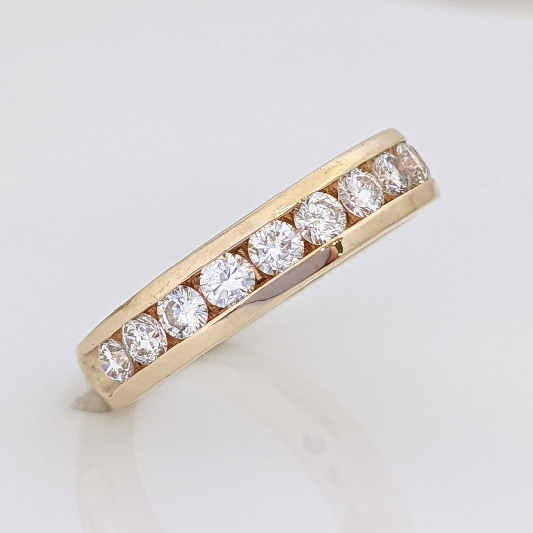 14K .84 CARAT TOTAL WEIGHT SI2 H DIAMOND ROUND (14) ESTATE CHANNEL BAND 4.0 GRAMS