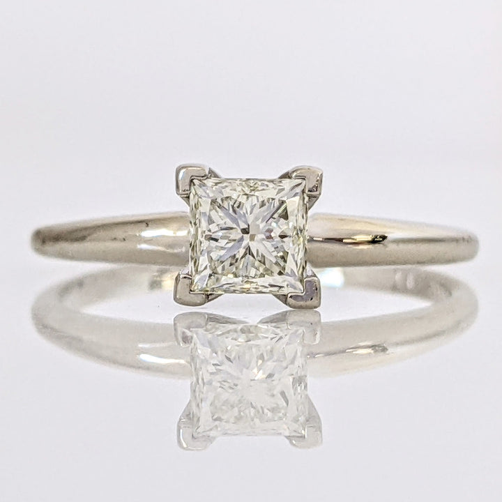 14K WHITE .55 CARAT TOTAL VS2 K DIAMOND PRINCESS CUT ESTATE RING 1.6 GRAMS