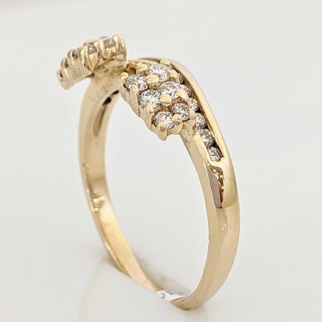 14K .41 CARAT TOTAL WEIGHT SI1-SI2 I DIAMOND ROUND (25) PRONG/CHANNEL SET ESTATE WRAP 2.3 GRAMS