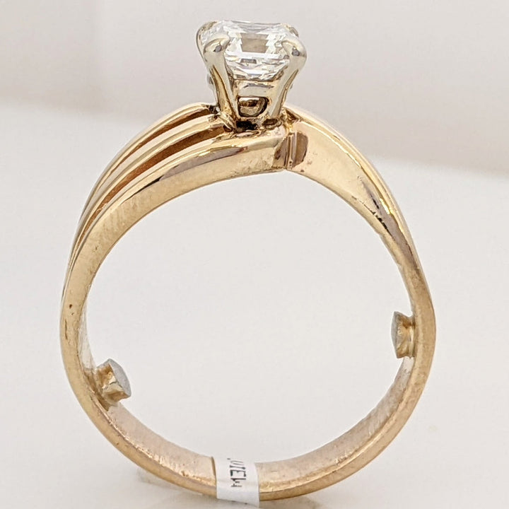 14K .95 CARAT TOTAL SI2 G DIAMOND PRINCESS CUT STEP CUT BYPASS ESTATE RING 7.0 GRAMS
