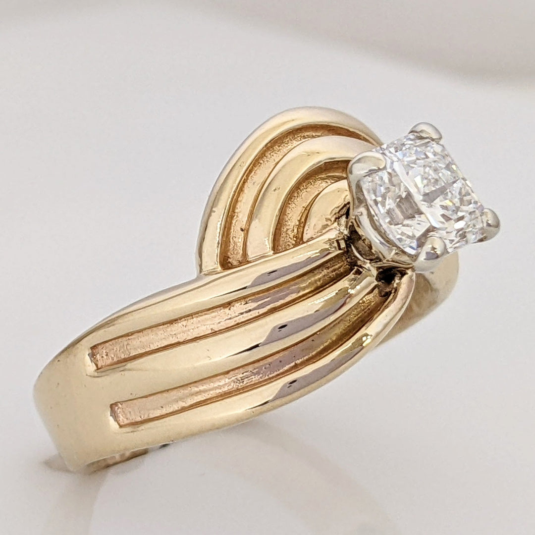 14K .95 CARAT TOTAL SI2 G DIAMOND PRINCESS CUT STEP CUT BYPASS ESTATE RING 7.0 GRAMS