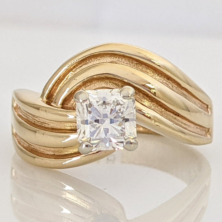 14K .95 CARAT TOTAL SI2 G DIAMOND PRINCESS CUT STEP CUT BYPASS ESTATE RING 7.0 GRAMS