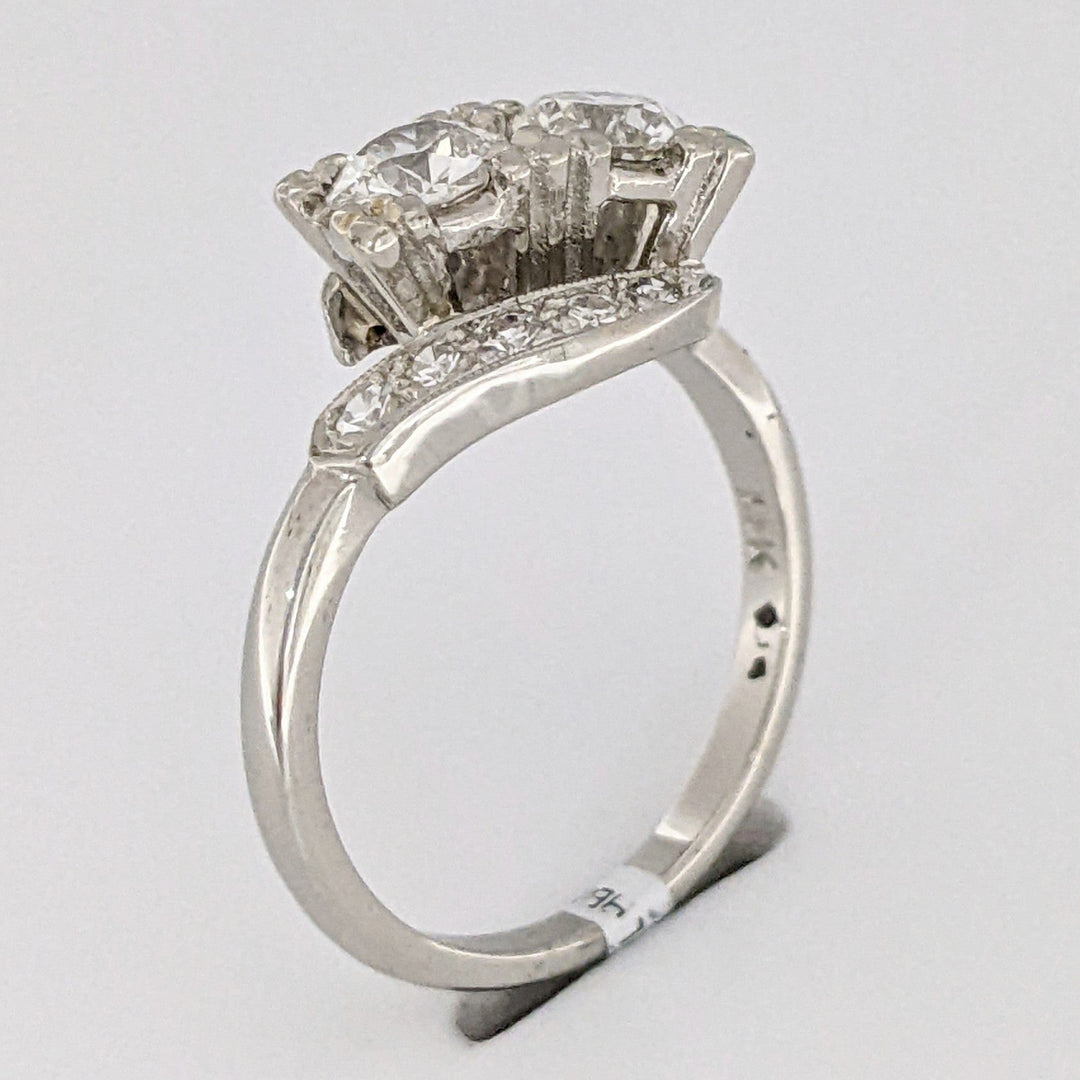 14K WHITE .87 CARAT TOTAL WEIGHT SI1 I DIAMOND ROUND (12) ESTATE BYPASS RING 3.4 GRAMS