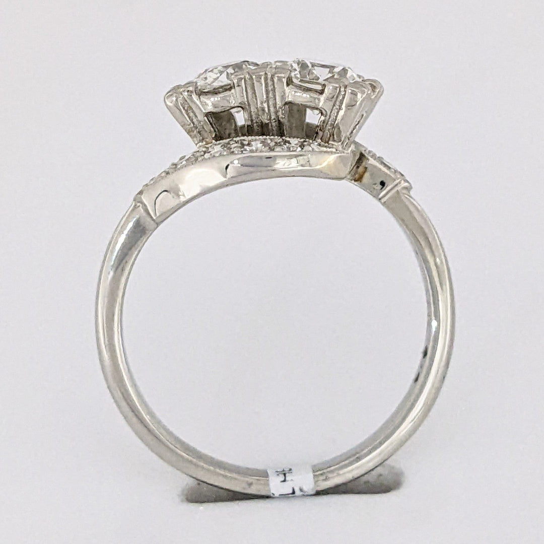14K WHITE .87 CARAT TOTAL WEIGHT SI1 I DIAMOND ROUND (12) ESTATE BYPASS RING 3.4 GRAMS