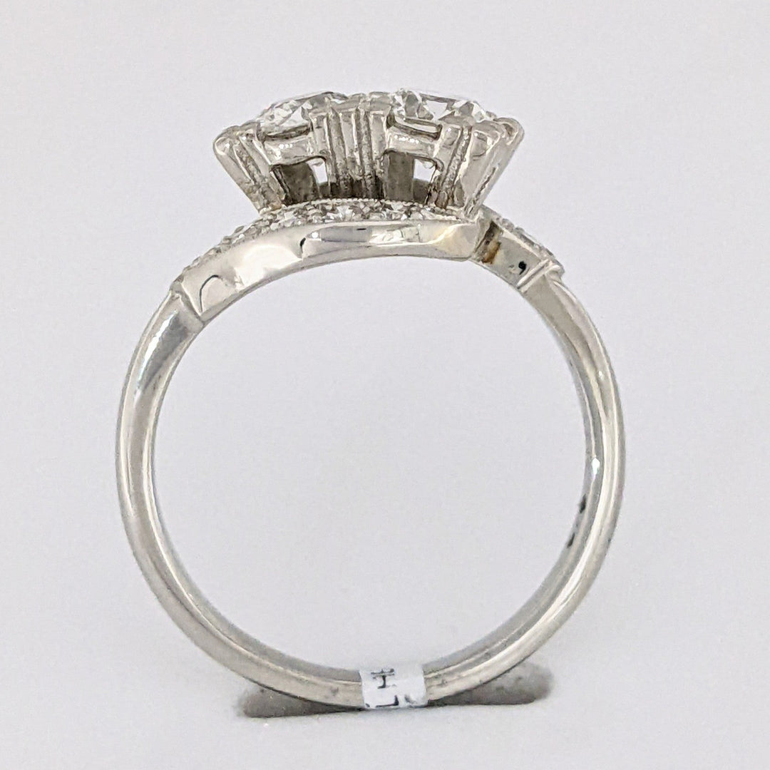 14K WHITE .87 CARAT TOTAL WEIGHT SI1 I DIAMOND ROUND (12) ESTATE BYPASS RING 3.4 GRAMS