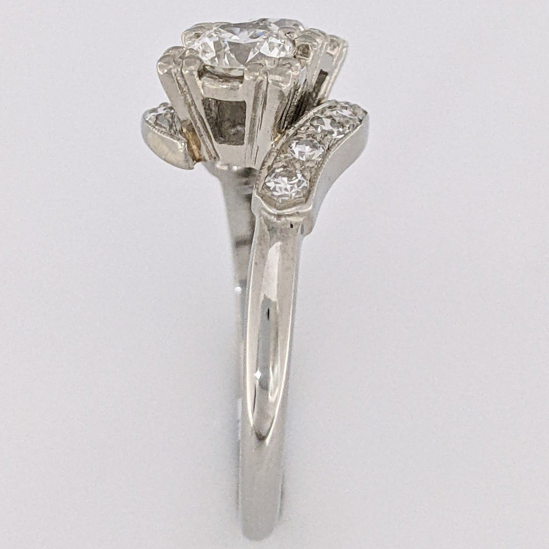 14K WHITE .87 CARAT TOTAL WEIGHT SI1 I DIAMOND ROUND (12) ESTATE BYPASS RING 3.4 GRAMS