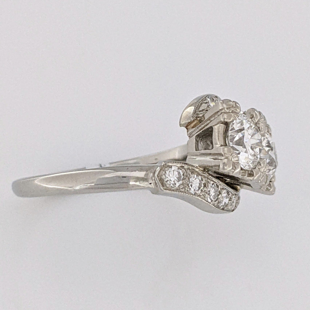 14K WHITE .87 CARAT TOTAL WEIGHT SI1 I DIAMOND ROUND (12) ESTATE BYPASS RING 3.4 GRAMS