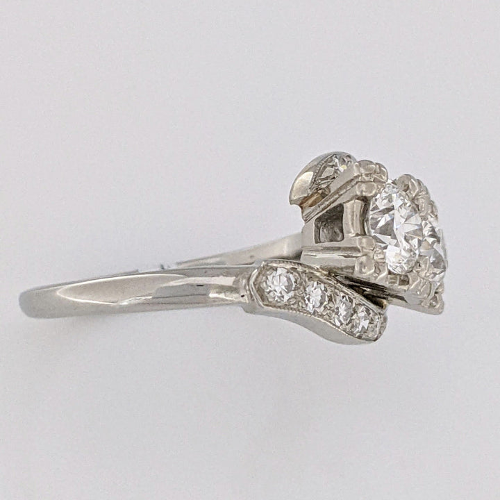 14K WHITE .87 CARAT TOTAL WEIGHT SI1 I DIAMOND ROUND (12) ESTATE BYPASS RING 3.4 GRAMS