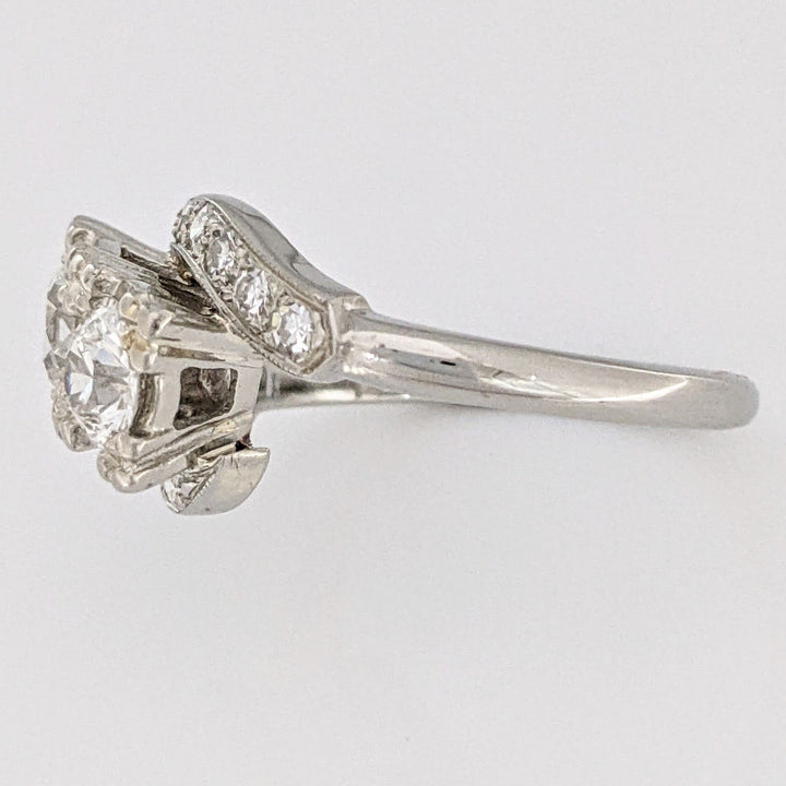 14K WHITE .87 CARAT TOTAL WEIGHT SI1 I DIAMOND ROUND (12) ESTATE BYPASS RING 3.4 GRAMS