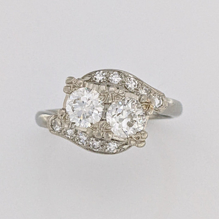 14K WHITE .87 CARAT TOTAL WEIGHT SI1 I DIAMOND ROUND (12) ESTATE BYPASS RING 3.4 GRAMS