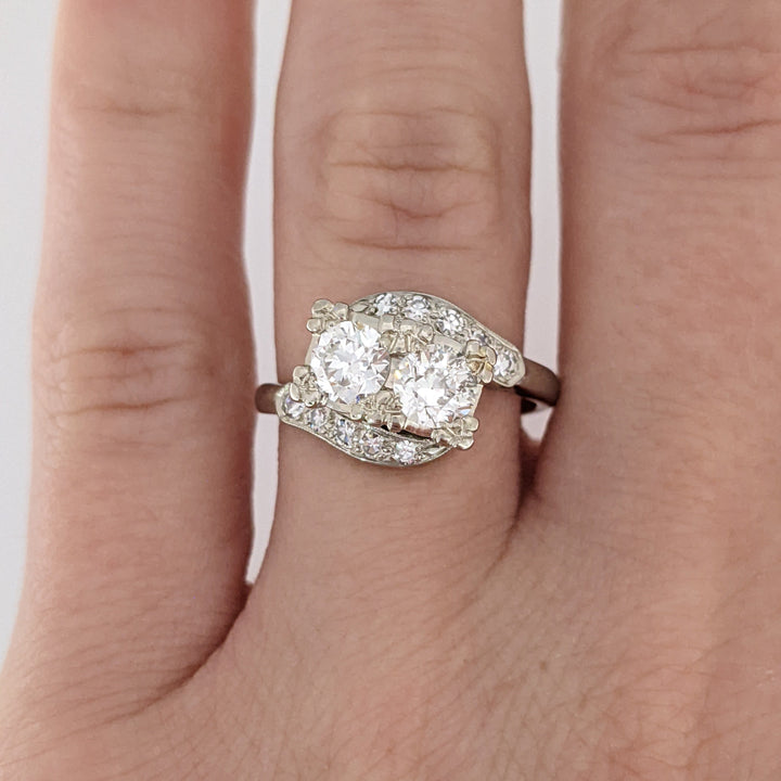 14K WHITE .87 CARAT TOTAL WEIGHT SI1 I DIAMOND ROUND (12) ESTATE BYPASS RING 3.4 GRAMS