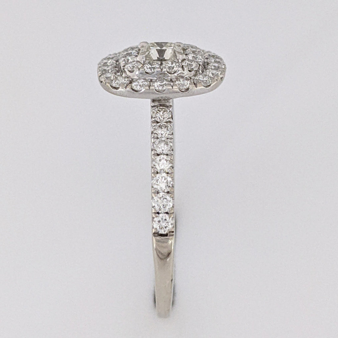 14K WHITE 1.07 CARAT TOTAL WEIGHT SI2-I1 I DIAMOND ROUND (45) DOUBLE HALO ESTATE RING 3.0 GRAMS