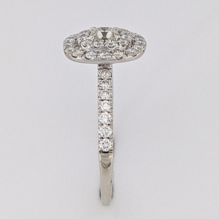 14K WHITE 1.07 CARAT TOTAL WEIGHT SI2-I1 I DIAMOND ROUND (45) DOUBLE HALO ESTATE RING 3.0 GRAMS
